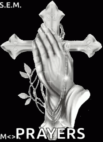a picture of praying hands holding a cross with the words prayers below them